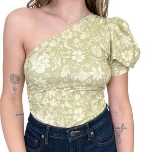 Free People Green Floral Bodysuit